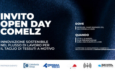 Caledonia Group tra i protagonisti Open Day Comelz “L’innovazione sostenibile nel flusso di lavoro per il taglio di tessuti a motivo”.